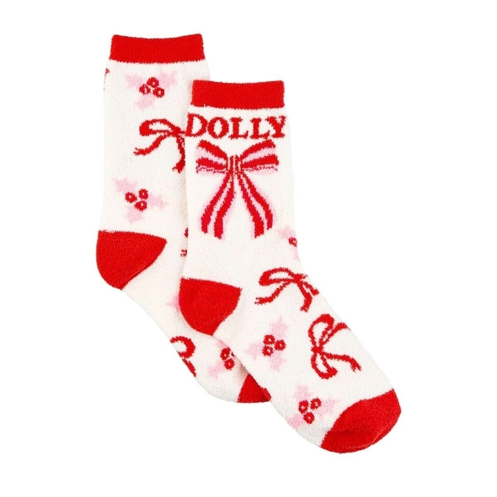 Dolly Parton Red and White Bow Accent Socks
